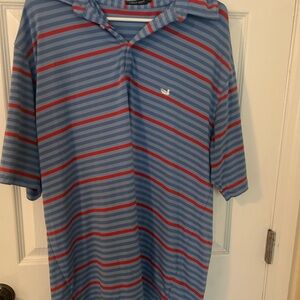 Southern Marsh Blue Polo with Red Stripes
